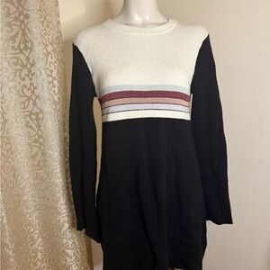 Free People Cream Ribbed Knit Sweater Dress